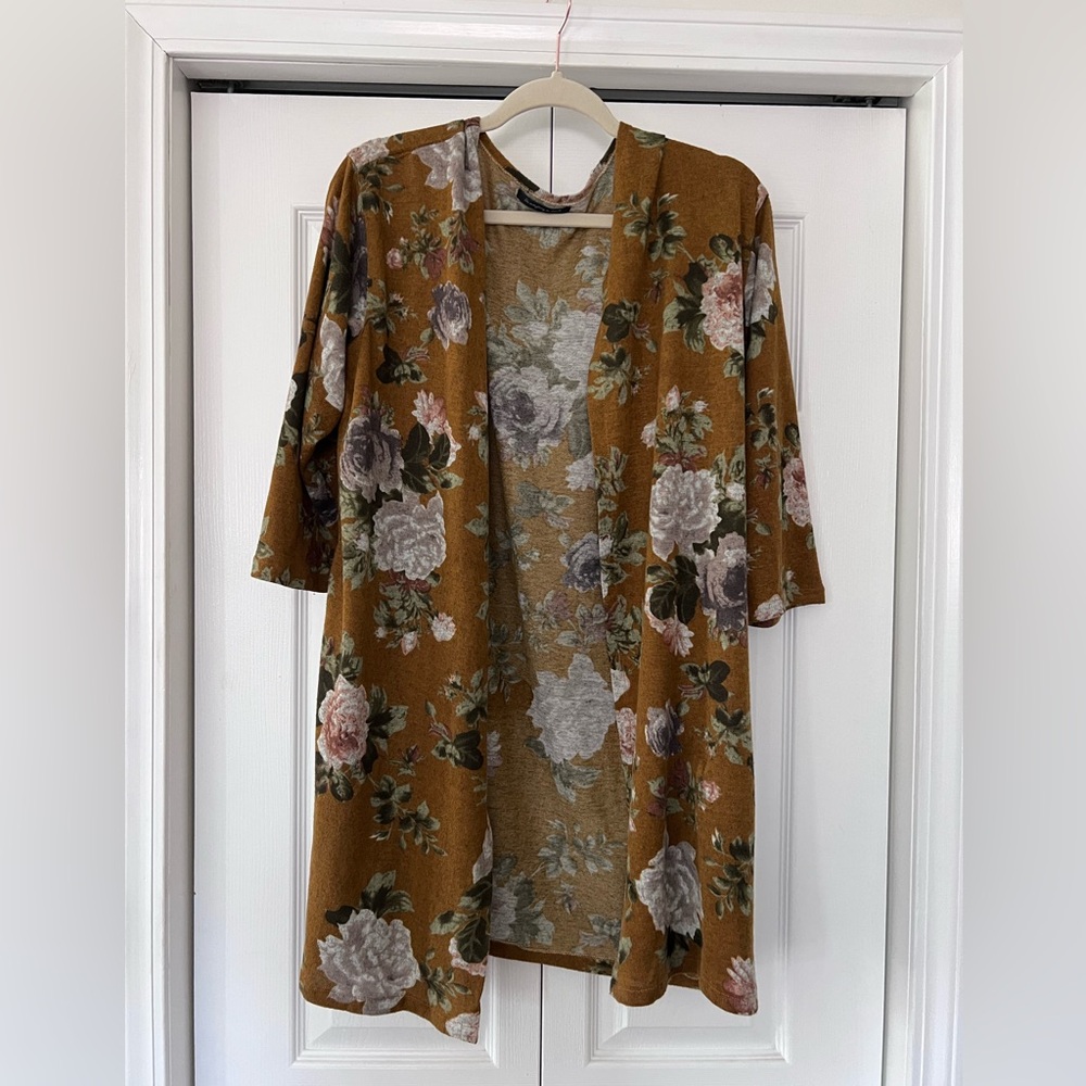 Floral Mustard Kimono OS